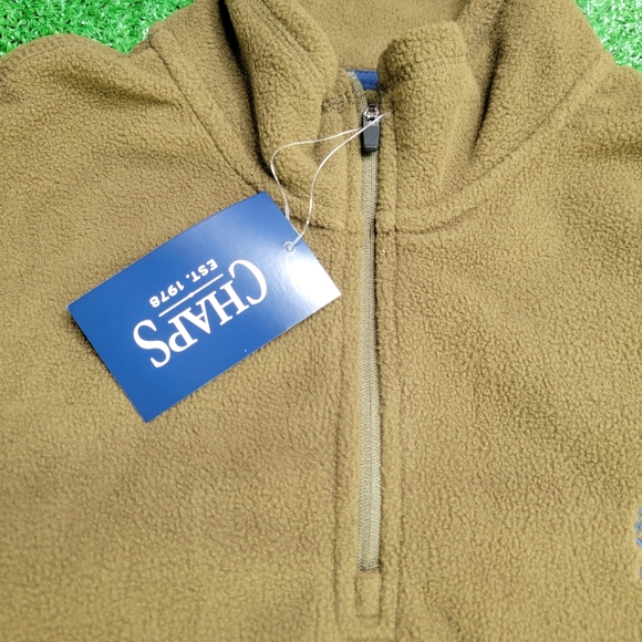 Chaps 1/4 Zip Long  Fleece Pullover Men's Sweatshirt Size Medium Brown Blue New - Picture 3 of 9